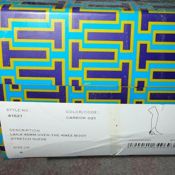 Tory Burch Laila 45mm Over The Knee Boot Stretch Suede Carbon - Picture 7 of 11